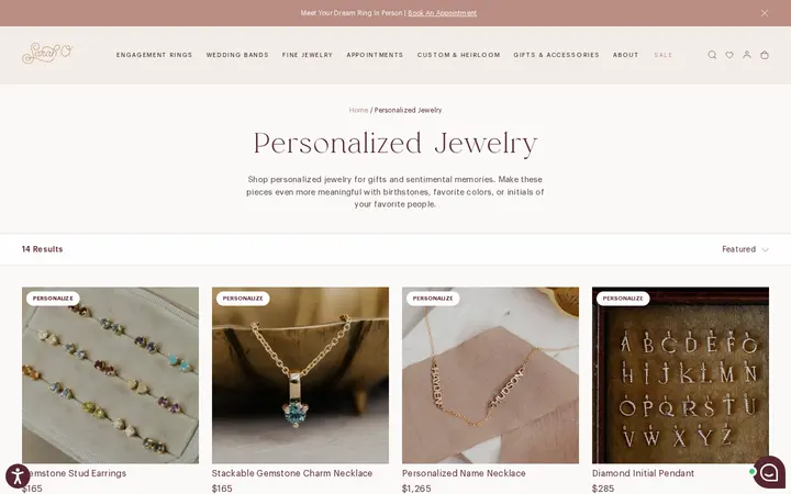 /collections/personalized-jewelry — Sarah O. Jewelry