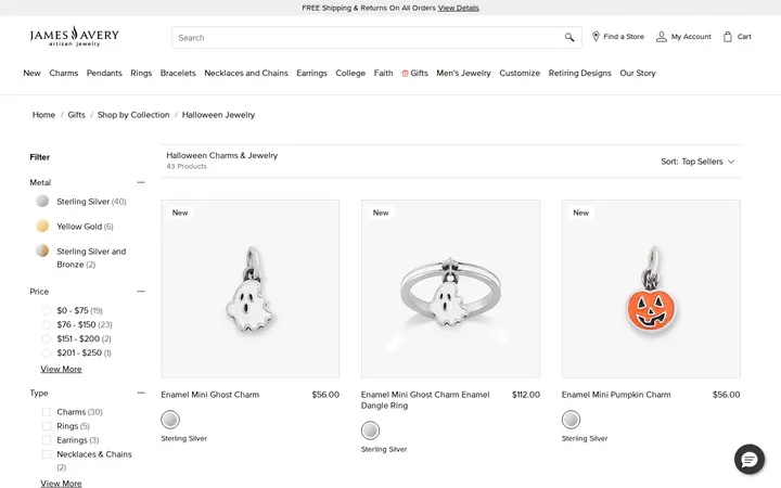 /gifts/shop-by-collection/halloween-jewelry — james avery artisan jewelry, James Avery Craftsman