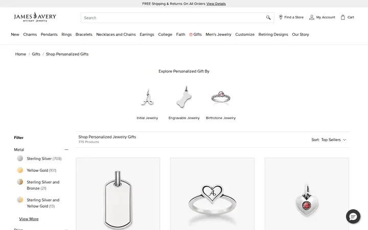 /gifts/shop-personalized-gifts — james avery artisan jewelry, James Avery Craftsman