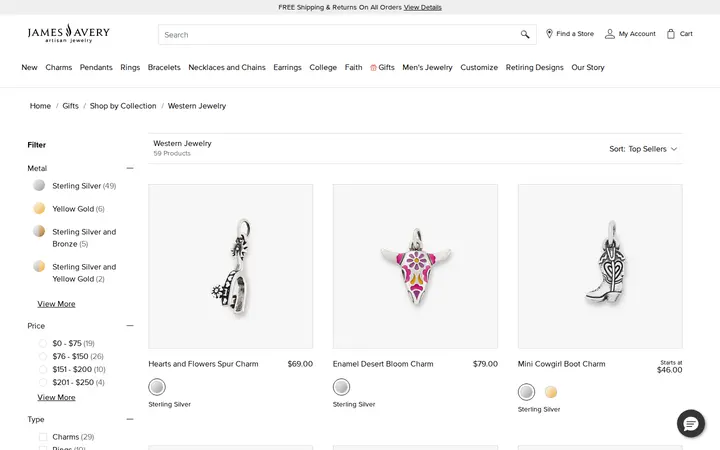 /gifts/shop-by-collection/western-jewelry — james avery artisan jewelry, James Avery Craftsman