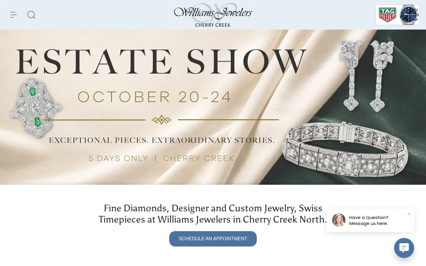 Captured website of Williams Jewelers of Cherry Creek North