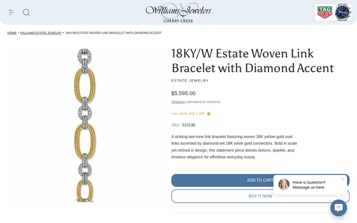 /collections/designers-williams-estate-jewelry/products/18ky-w-estate-woven-link-bracelet-with-diamond-accent — Williams Jewelers of Cherry Creek North