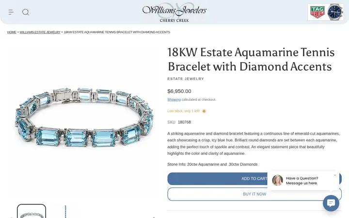 /collections/designers-williams-estate-jewelry/products/18kw-estate-aquamarine-tennis-bracelet-with-diamond-accents — Williams Jewelers of Cherry Creek North