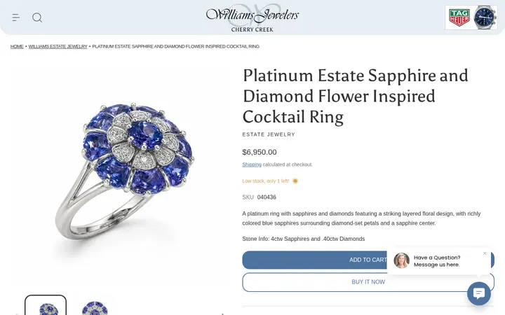 /collections/designers-williams-estate-jewelry/products/platinum-estate-sapphire-and-diamond-flower-inspired-cocktail-ring — Williams Jewelers of Cherry Creek North