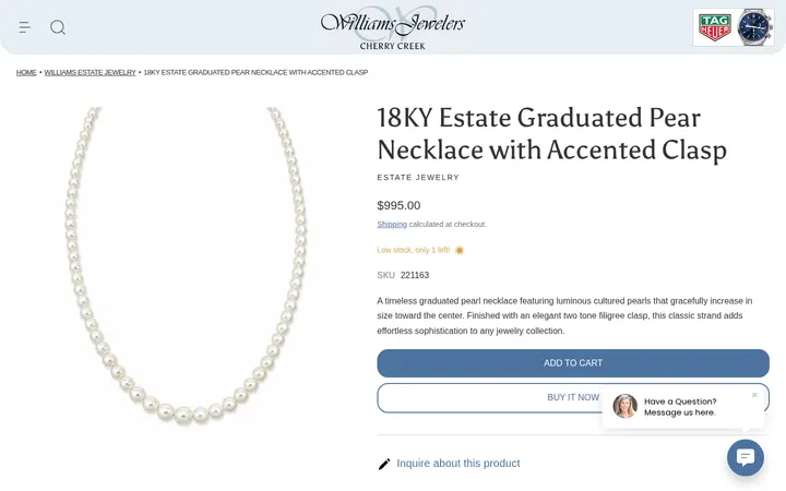 /collections/designers-williams-estate-jewelry/products/18ky-estate-graduated-pear-necklace-with-accented-clasp — Williams Jewelers of Cherry Creek North