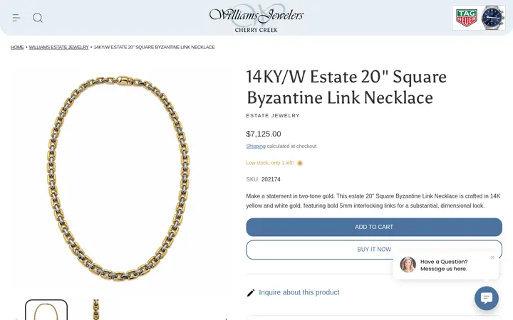/collections/designers-williams-estate-jewelry/products/14ky-w-estate-20-square-byzantine-link-necklace — Williams Jewelers of Cherry Creek North