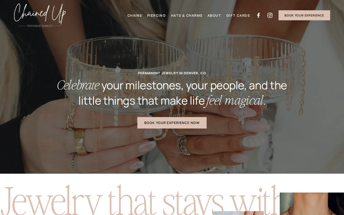 Captured website of Chained Up Permanent Jewelry