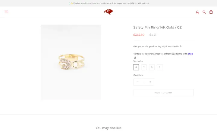 /collections/new-arrivals/products/safety-pin-ring-14k-gold-cz — Joyeria El Ruby