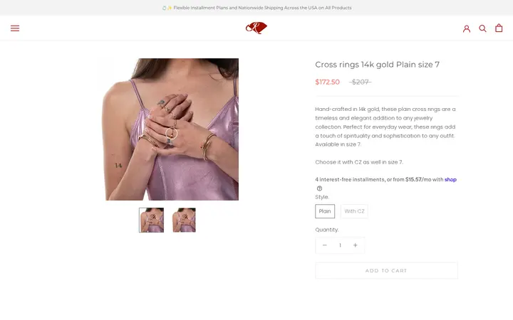 /collections/new-arrivals/products/cross-rings-14k-gold-plain-size-7 — Joyeria El Ruby