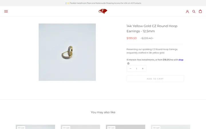 /collections/new-arrivals/products/14k-yellow-gold-cz-round-hoop-earrings-12-5mm — Joyeria El Ruby