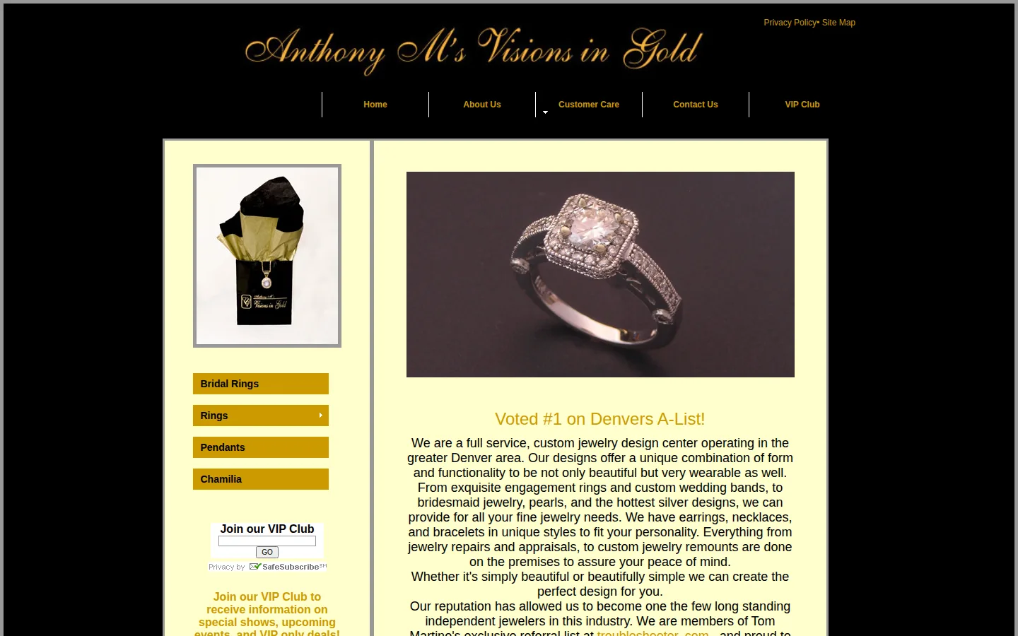 Captured website of Anthony M's Visions In Gold
