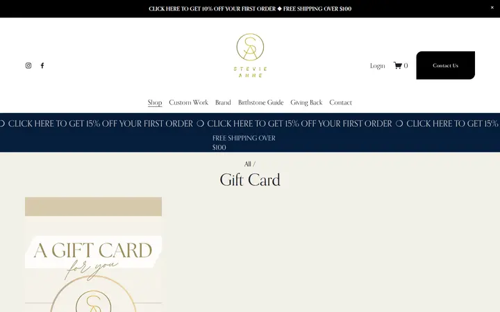 /shop/gift-card — Stevie Anne Jewelry Inc