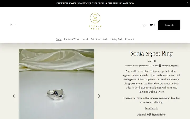 /shop/p/sonia-signet-ring — Stevie Anne Jewelry Inc