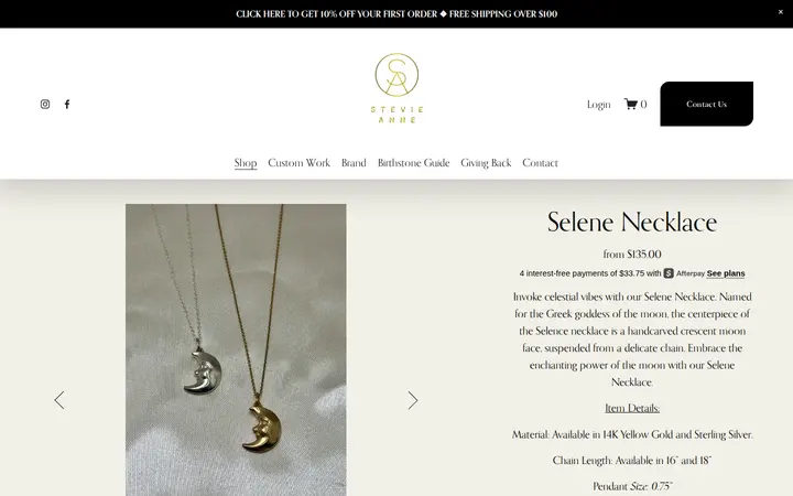 /shop/p/selene-necklace — Stevie Anne Jewelry Inc