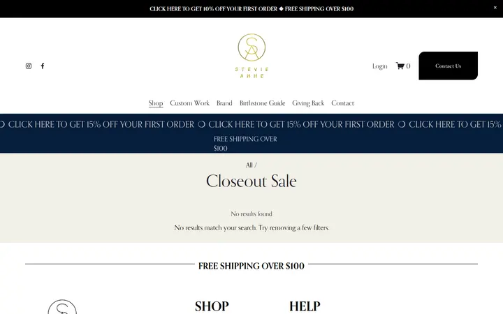 /shop/closeout-sale — Stevie Anne Jewelry Inc