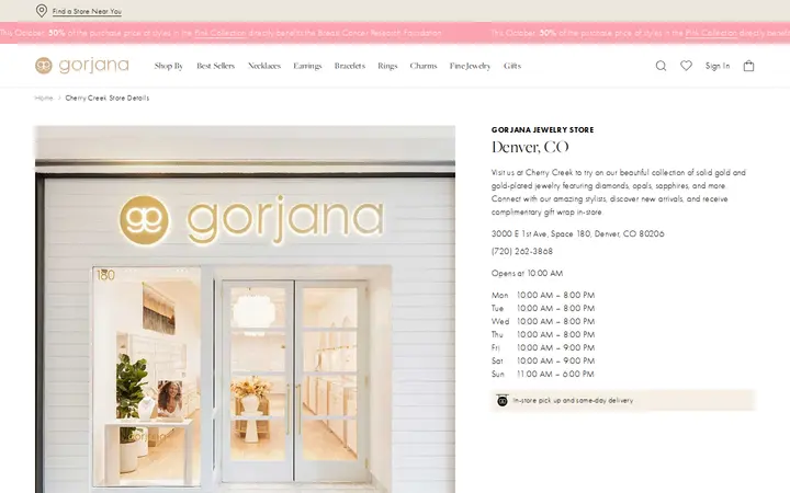 Website of gorjana