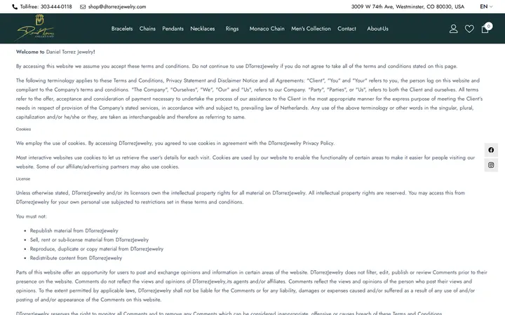 /pages/terms-conditions — Daniel Torrez Jewelry