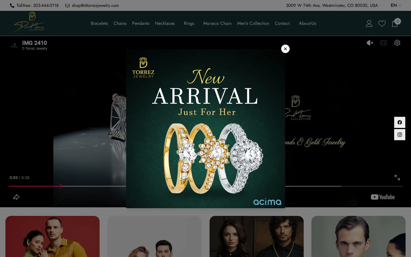 Captured website of Daniel Torrez Jewelry
