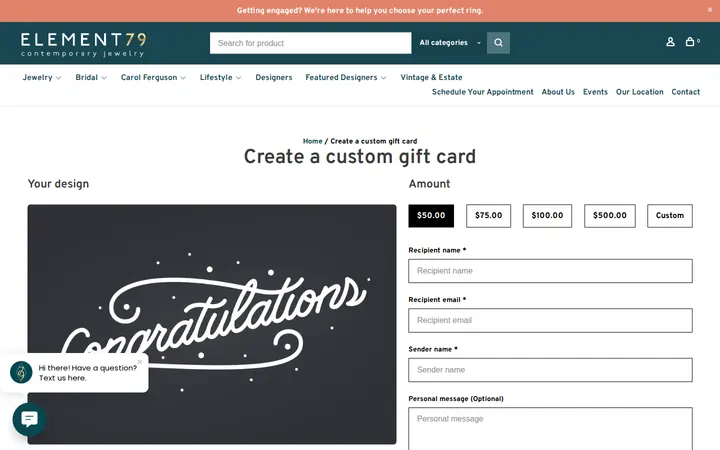 /buy-gift-card — Element 79 Contemporary Jewelry