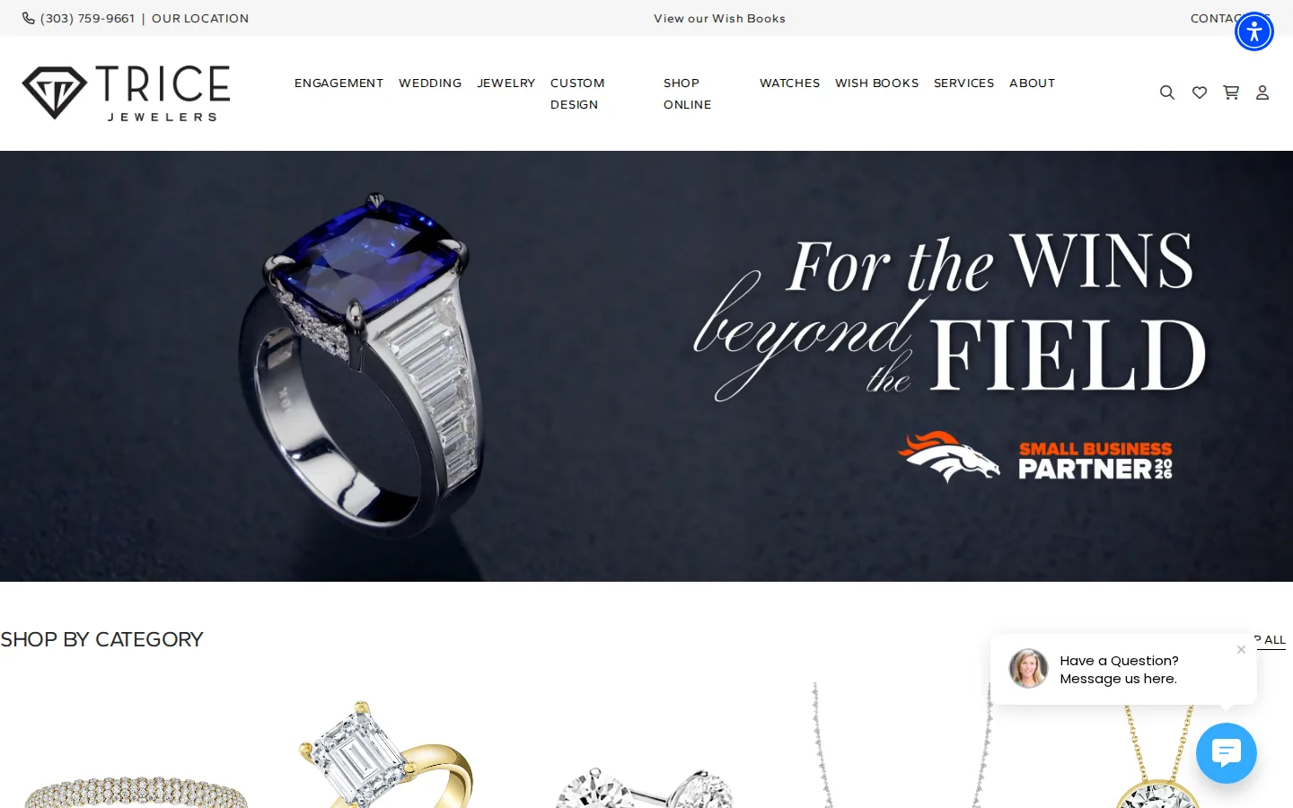 Captured website of Trice Jewelers