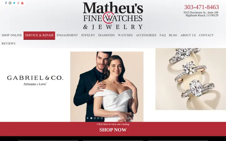 Website of Matheu's Fine Watches & Jewelry