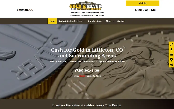 Website of Golden Peaks Coin, Gold & Silver