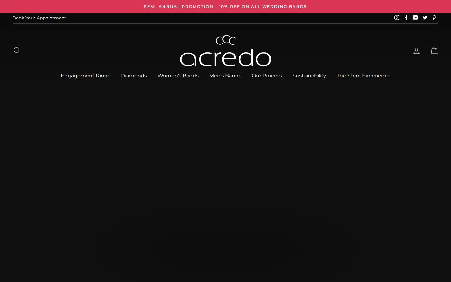Captured website of acredo