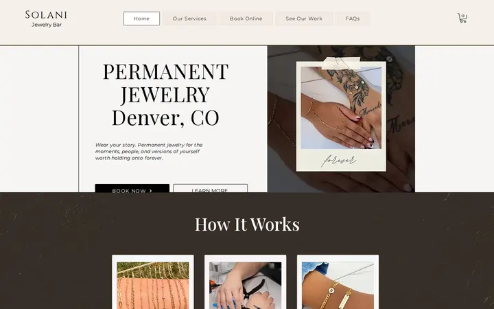 Website of Solani Jewelry Bar