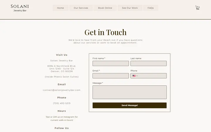 /contact-us — Solani Jewelry Bar