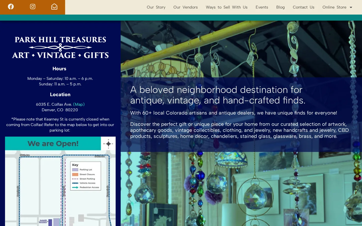 Captured website of Park Hill Treasures