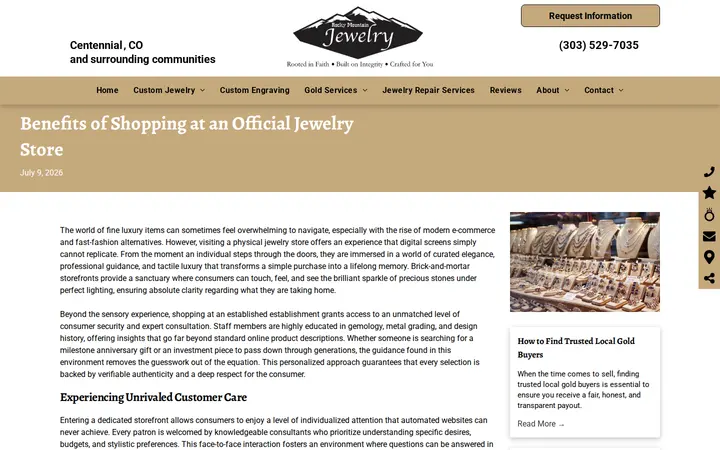 Website of Rocky Mountain Custom Jewelry