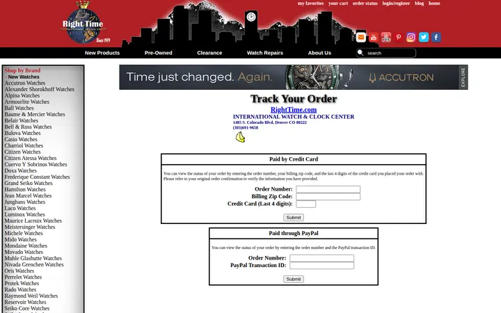 /dn/orderstatus.aspx — Right Time Watches & Jewelry