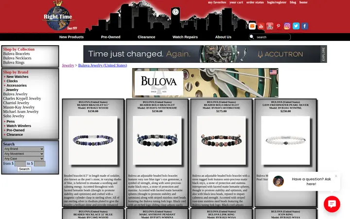 /rt/bulova/bulovajewelry.htm — Right Time Watches & Jewelry
