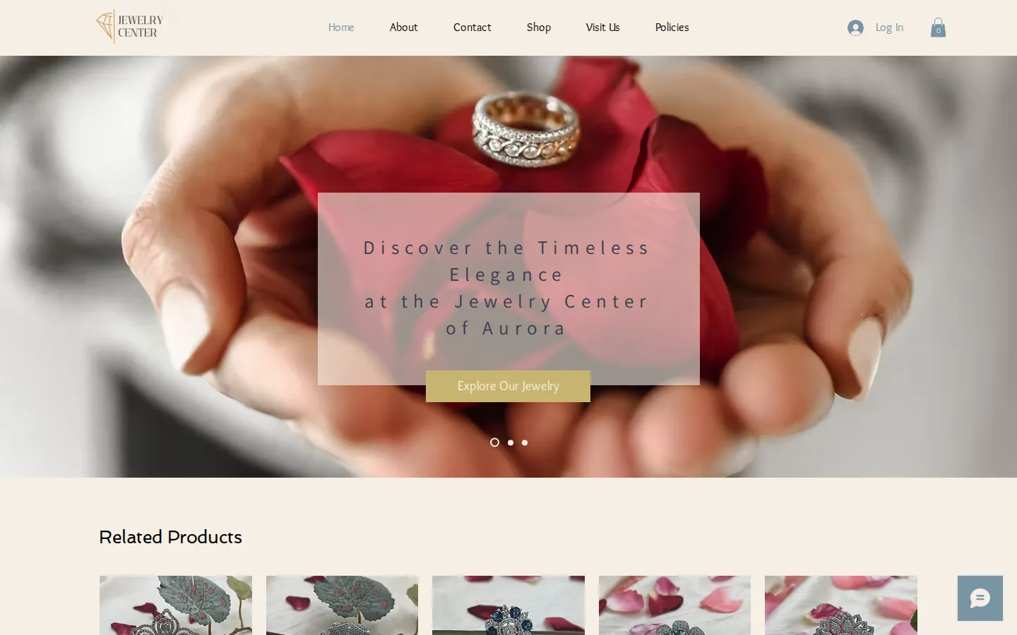 Captured website of Jewelry Center