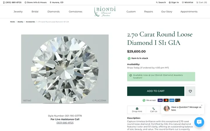 /jewelry-details/accessories/270-carat-round-loose-diamond-i-si1-gia/2112803 — Biondi Diamond Jewelers
