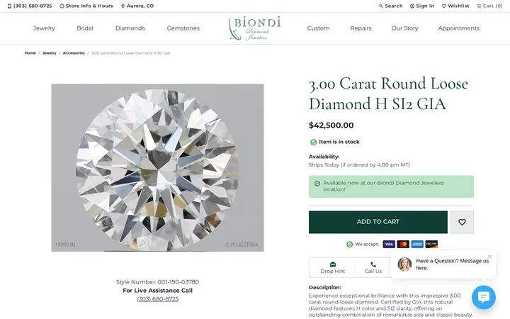 /jewelry-details/accessories/300-carat-round-loose-diamond-h-si2-gia/2112807 — Biondi Diamond Jewelers