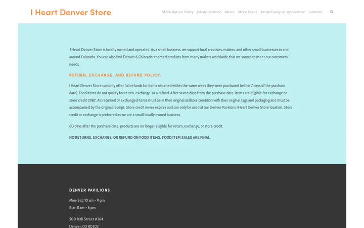 /store-return-policy — I Heart Denver