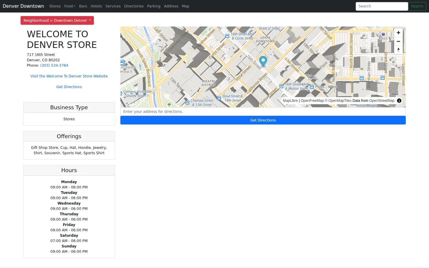 Captured website of Welcome To Denver Store