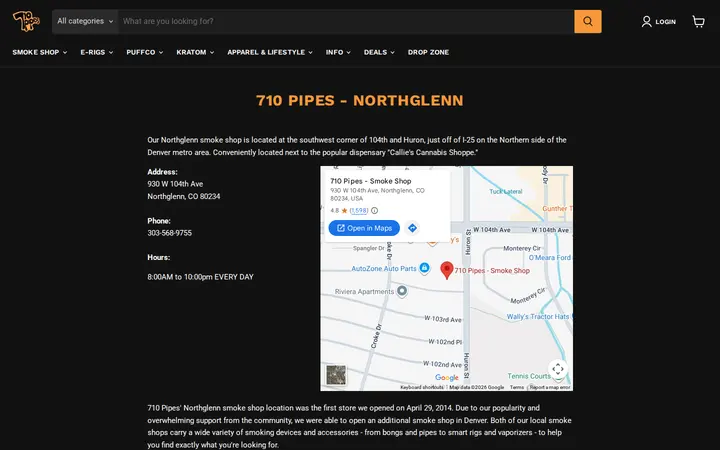 Website of 710 Pipes - Smoke Shop