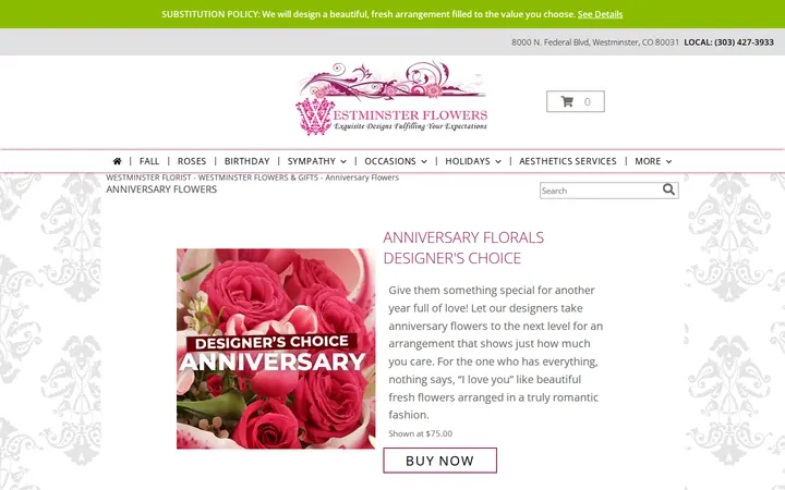 /anniversary.php — Westminster Flowers and Gifts