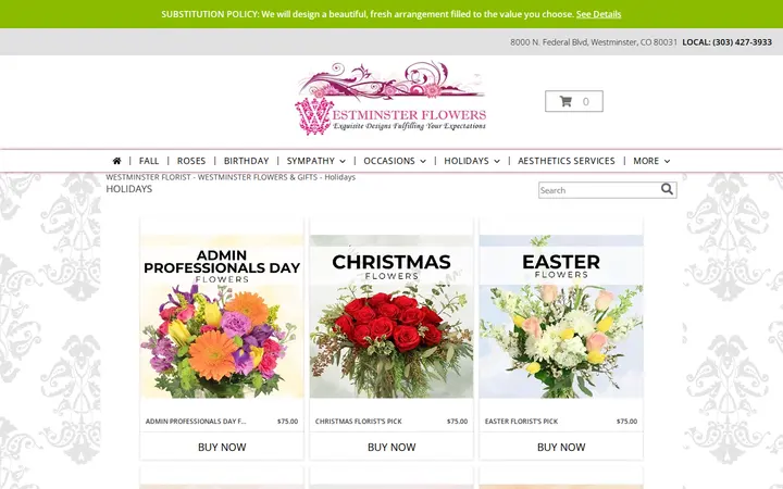/holidays.php — Westminster Flowers and Gifts