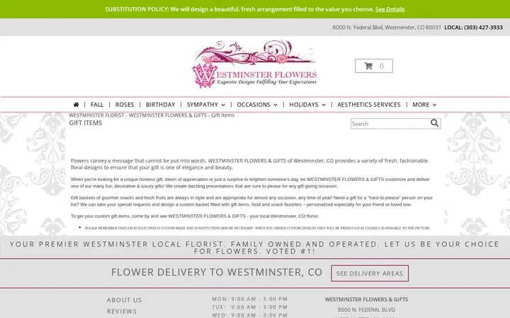 /gift_items.php — Westminster Flowers and Gifts