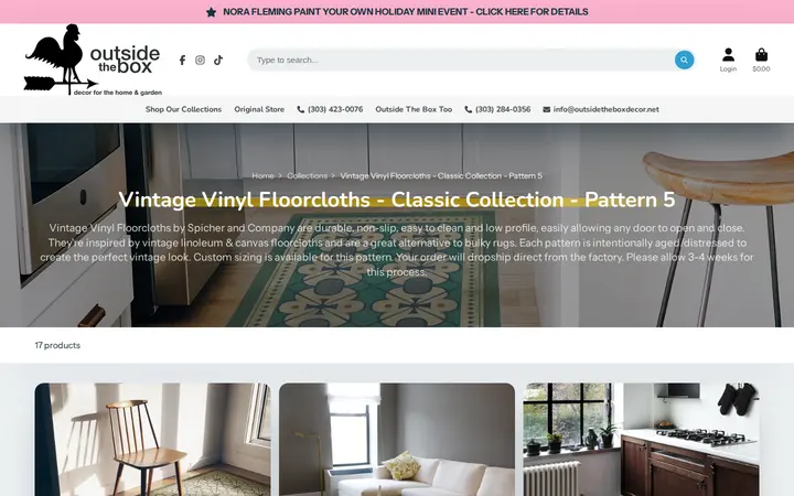 /collections/vintage-vinyl-floorcloths-classic-collection-pattern-5 — Outside The Box and Outside The Box Too | Two Stores, Same Building | Gifts, Home/Garden Decor, Souvenirs | Arvada, Colorado