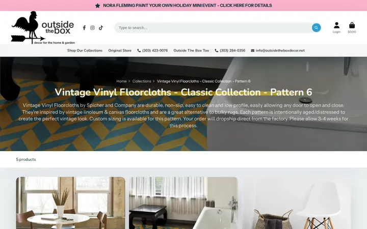 /collections/vintage-vinyl-floorcloths-classic-collection-pattern-6 — Outside The Box and Outside The Box Too | Two Stores, Same Building | Gifts, Home/Garden Decor, Souvenirs | Arvada, Colorado