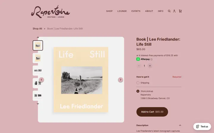 /product/book-lee-friedlander-life-still/27YP6AGRDEXSFUJG64JI5XGF — Repertoire