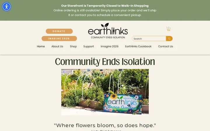 Website of EarthLinks Nonprofit and Gift Shop