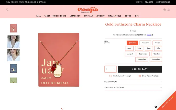 /collections/jewelry/products/gold-birthstone-necklace — Confía Collective