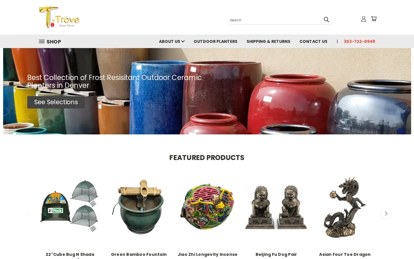 Captured website of T-Trove Asian Decor