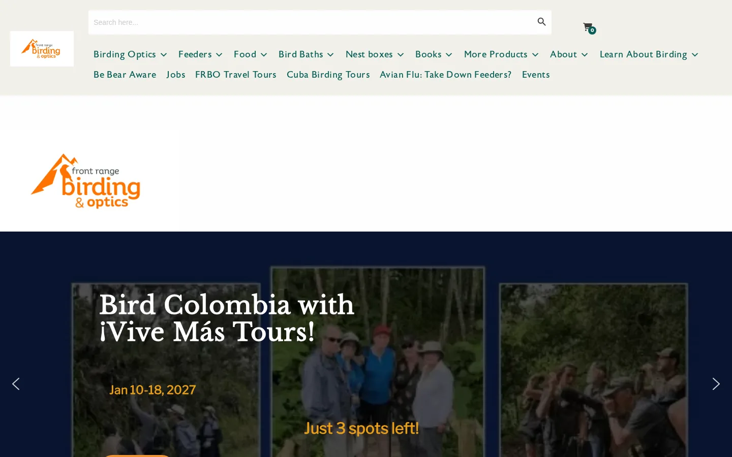Captured website of The Front Range Birding Company