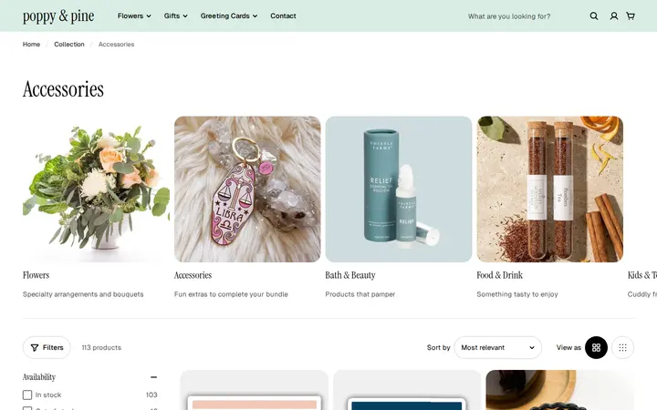 /collections/accessories — poppy & pine